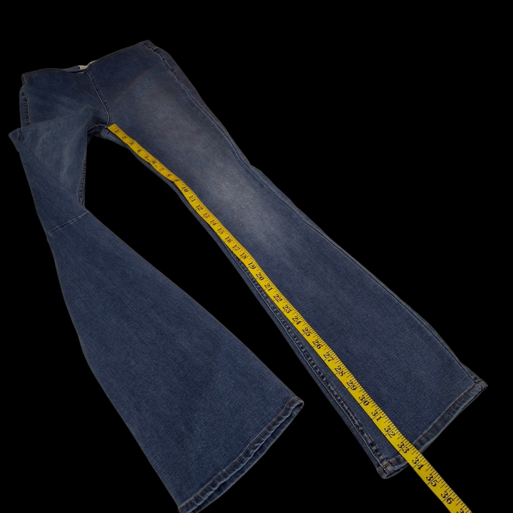 We The Free Penny Pull-On Wide Flare Soft Denim Blue Stretch Jeans Women Size 27 - Picture 13 of 16